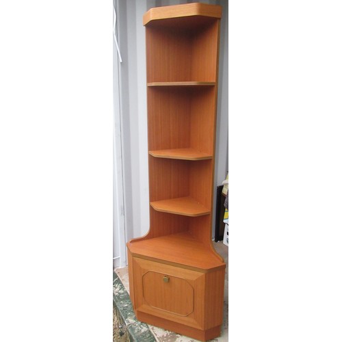 1056 - 1970s wall unit, with two smoked glass doors and shelves with record storage on a three drawer base ... 