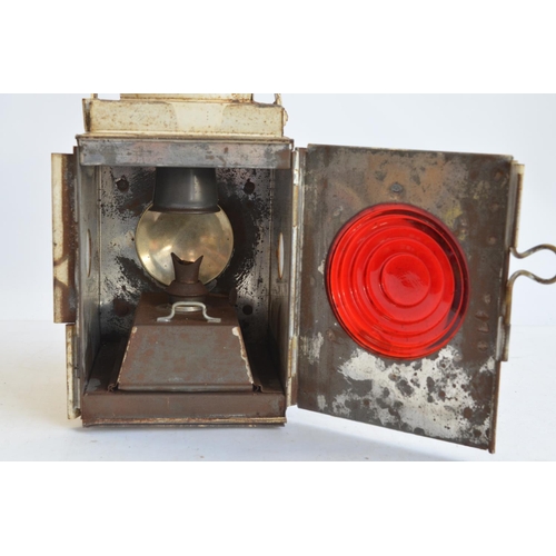 1244 - Vintage BR(W) paraffin fuelled railway tail light, height with handle raised 52cm