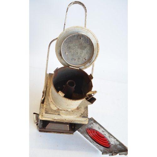 1244 - Vintage BR(W) paraffin fuelled railway tail light, height with handle raised 52cm