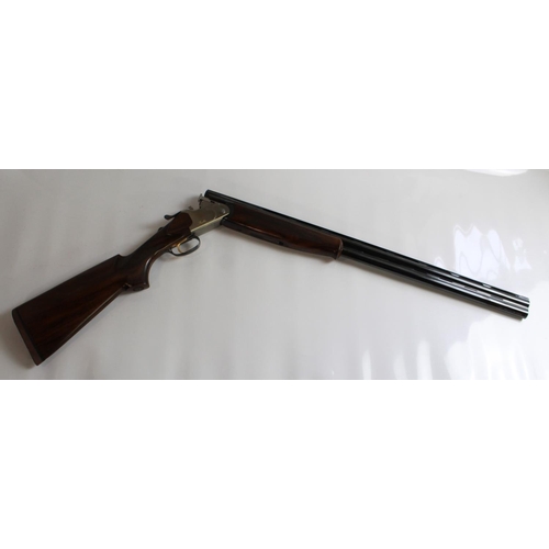 482 - Cased Lanber Over/under 12Bore Multi choke shotgun with single trigger. Barrel length 30ins, length ... 