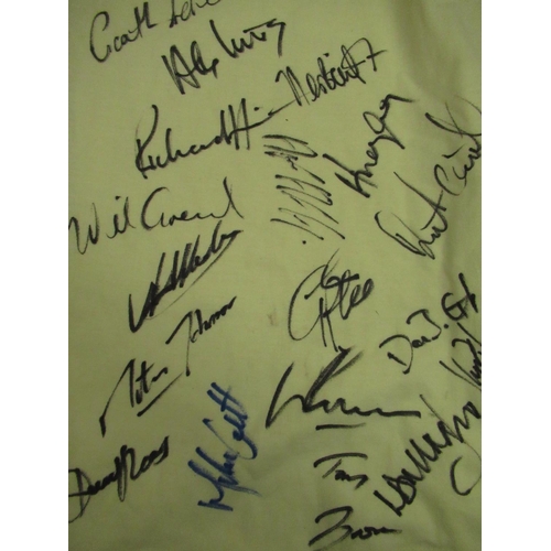 1185 - Large Scrumpy Jack 100% cotton rugby shirt signed by the England rugby team c. 1990, Liberty and Com... 