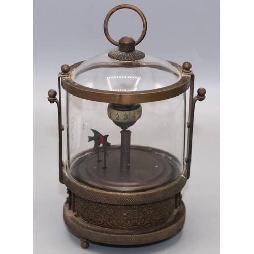 240 - Novelty automaton clock, modelled as fish in an aquarium, H13cm