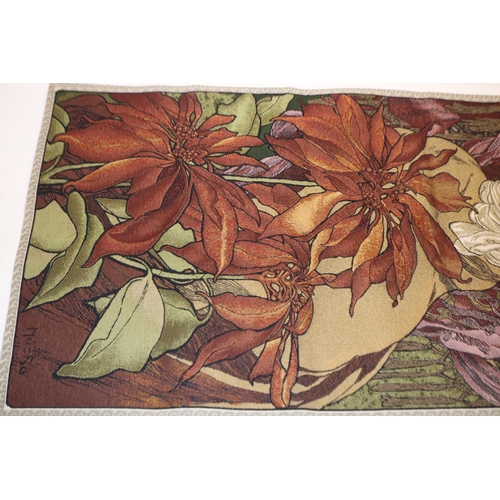 255 - C20th fabric wall hanging after Alphonse Mucha 66cm x 153cm