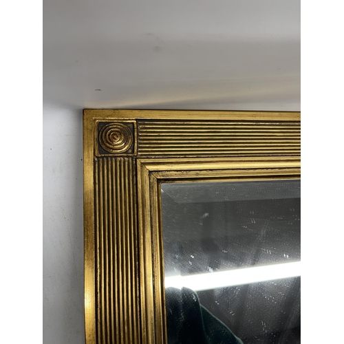 1045 - Regency style gilt wall mirror, bevel square plate in reeded frame with draught turned corners, 63cm... 