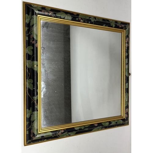 1046 - Victorian style wall mirror, square plate in floral decorated frame, 63cm x 61cm