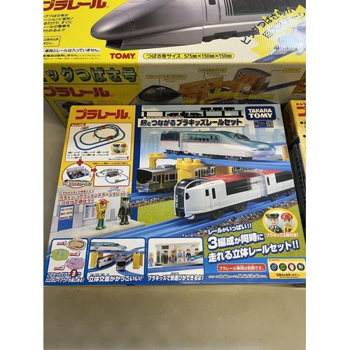 1291 - Collection of Takara Tomy Japanese import playsets incl. bullet train, monorail, train stations, etc... 