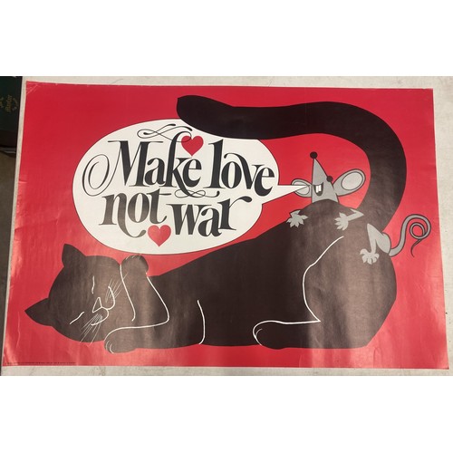 208 - 1970's 'Make Love Not War' poster no.10 1085 printed by Minerva Copenhagen Denmark 1973, unframed, 6... 