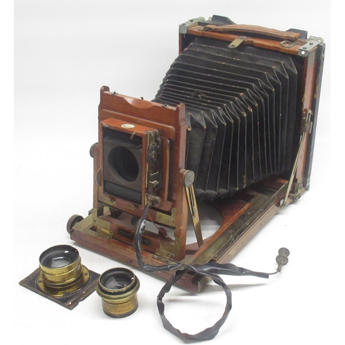 1376 - Thornton Pickard folding plate camera, supplied by Arthur Spencer of London (a/f)