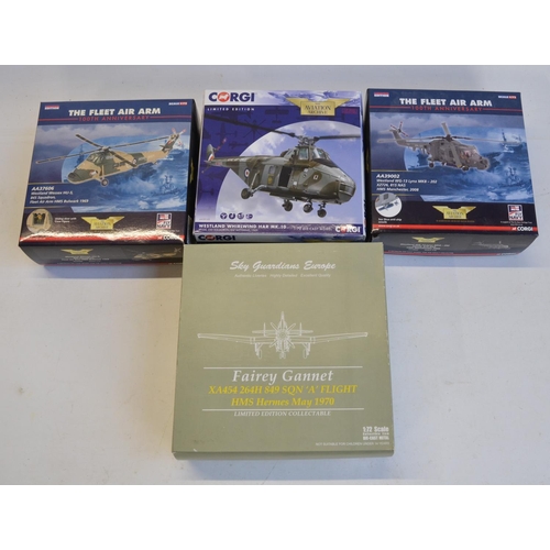 40 - Four 1/72 diecast model aircraft to include Sky Guardians Fairey Gannet and 3x limited edition Corgi... 