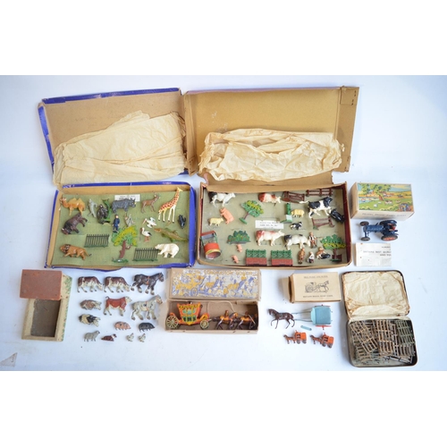 58 - Collection of vintage lead figures and models, mostly W Britain's to include boxed Zoo Set No1 and F... 