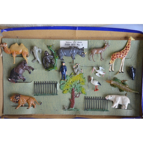 58 - Collection of vintage lead figures and models, mostly W Britain's to include boxed Zoo Set No1 and F... 