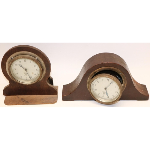 296 - Smiths, Cricklewood Works, London - two vintage car clocks in wood mounts H19.5cm