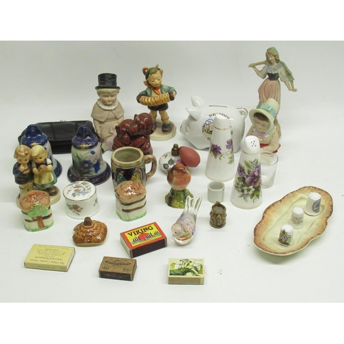 1384 - 2 Goebel figures, Beswick Robin, Belvoir Castle piggy bank, figurines, etc.