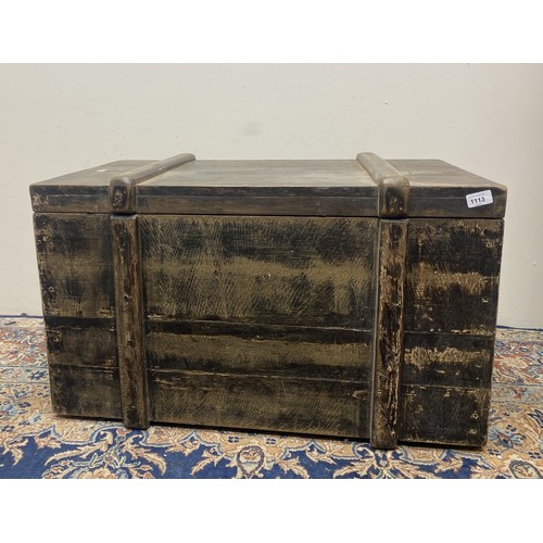 1113 - Large wooden trunk, L81cm