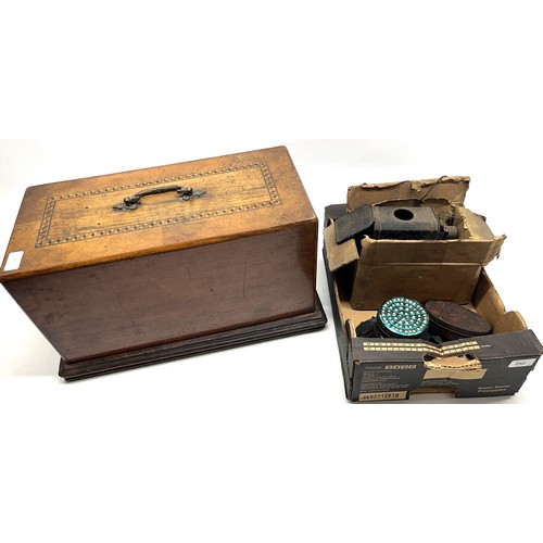 252 - Early C20th German tinplate slide/film projector, twelve period BK glass slides, three other glass s... 