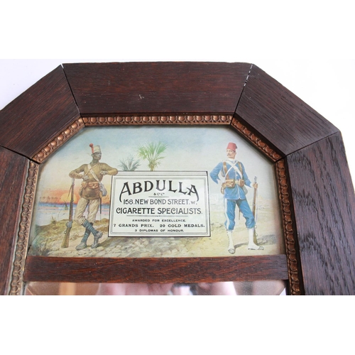 1363 - Abdulla cigarettes advertising pub mirror, beveled edge glass with mahogany surround, 72 x 37cm