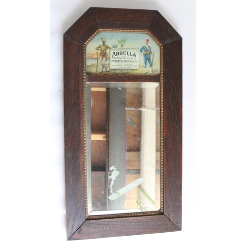 1363 - Abdulla cigarettes advertising pub mirror, beveled edge glass with mahogany surround, 72 x 37cm