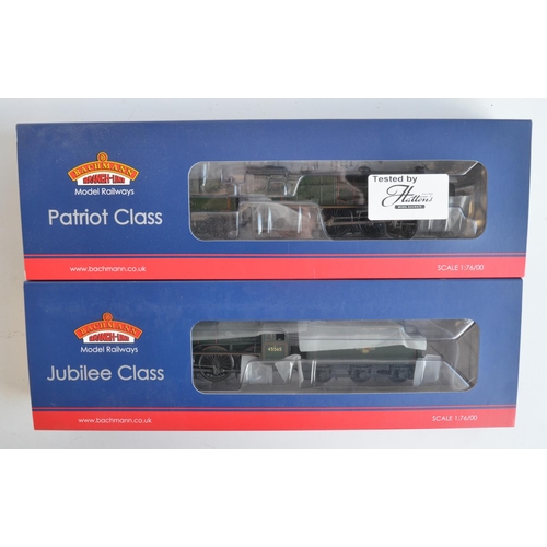 77 - Two DCC Ready OO gauge BR lined green electric steam train models from Bachmann to include 31-188 we... 