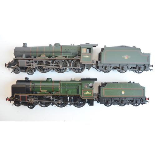 77 - Two DCC Ready OO gauge BR lined green electric steam train models from Bachmann to include 31-188 we... 