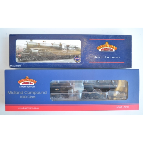 78 - Two OO gauge BR lined black electric steam train models from Bachmann to include 31-933 Midland Comp... 