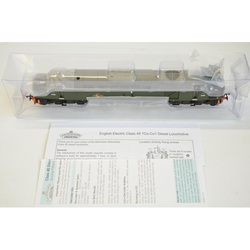 89 - Bachmann Sound Fitted OO gauge electric diesel locomotive model 32-485SF Class 40 D365 BR green live... 