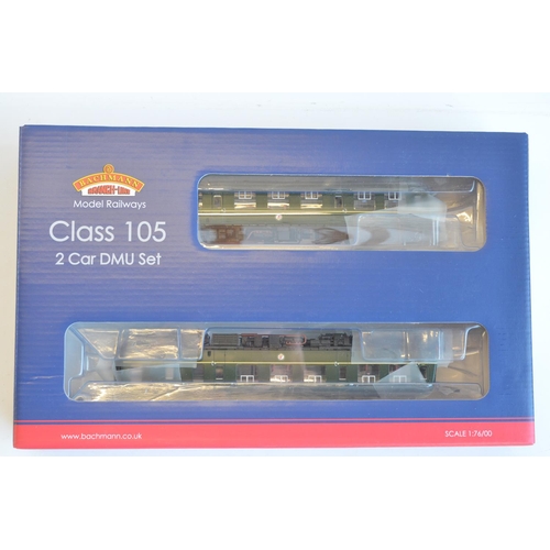 127 - Bachmann OO gauge 31-537 Class 105 2 car DMU set BR green with half yellow ends with power and dummy... 