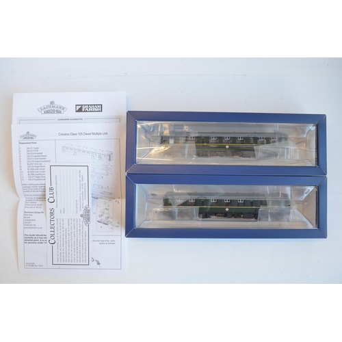 127 - Bachmann OO gauge 31-537 Class 105 2 car DMU set BR green with half yellow ends with power and dummy... 