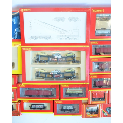 132 - Collection of boxed Hornby OO gauge goods wagons to include R6204 weathered 75 Ton Breakdown Crane 