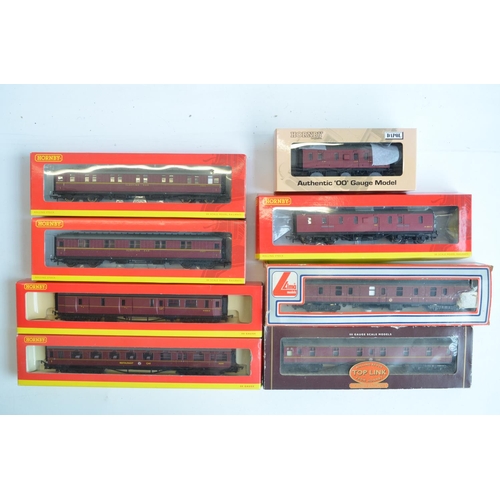 149 - Eight boxed OO gauge BR maroon passenger coaches from Hornby, Lima and Dapol to include sleeping and... 