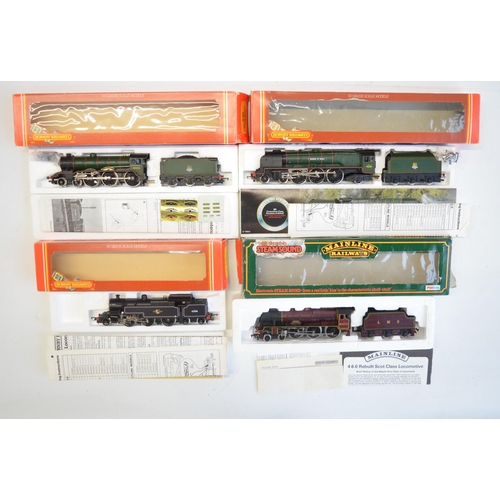 155 - Four OO gauge electric steam train models from Hornby and Mainline to include Hornby R262 BR green l... 