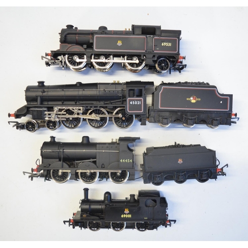 157 - Four OO gauge electric steam train models to include Hornby R068 BR black Class 5 4-6-0, GMR/Airfix ... 