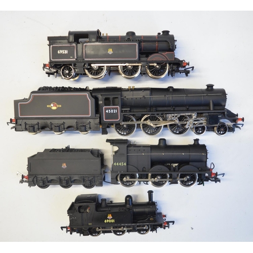 157 - Four OO gauge electric steam train models to include Hornby R068 BR black Class 5 4-6-0, GMR/Airfix ... 