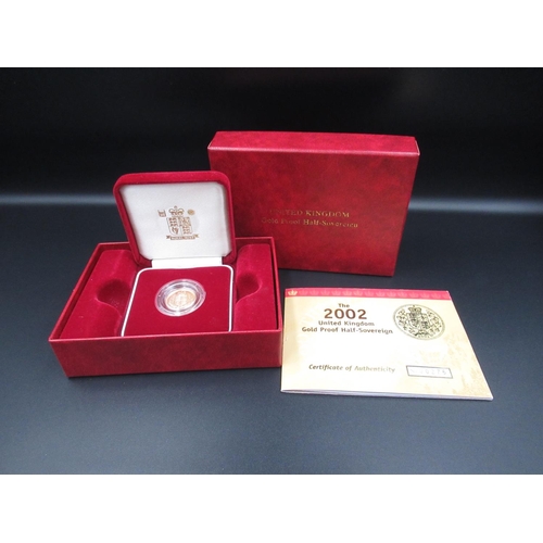 403 - Royal Mint 2002 United Kingdom Gold Proof Half-Sovereign (cased) with Certificate of Authenticity No... 