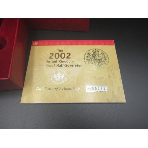 403 - Royal Mint 2002 United Kingdom Gold Proof Half-Sovereign (cased) with Certificate of Authenticity No... 