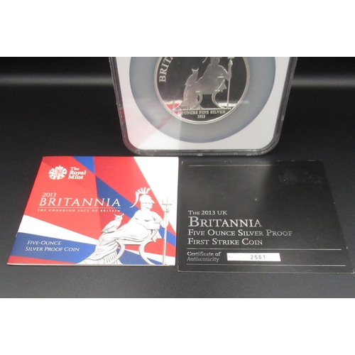 404 - Royal Mint NGC 2013 G.Britain S10PND Britannia First Releases PF 69 Ultra Cameo, Five Ounce Silver P... 