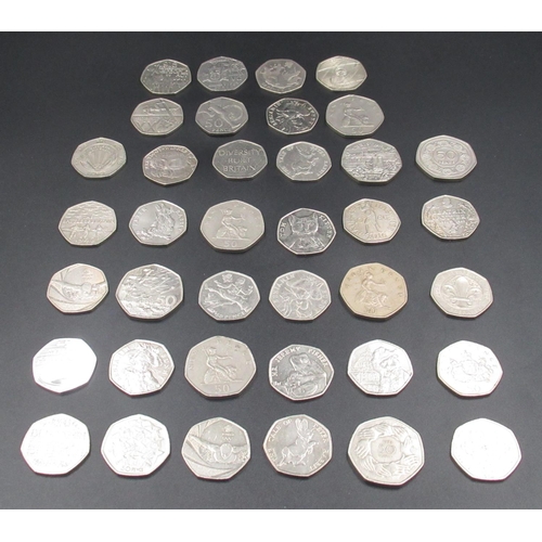 446 - Collection of 50p coins inc. Stephen Hawking, Beatrix Potter, Paddington Bear, Battle of Britain, et... 