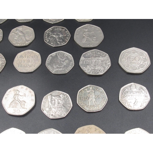 446 - Collection of 50p coins inc. Stephen Hawking, Beatrix Potter, Paddington Bear, Battle of Britain, et... 