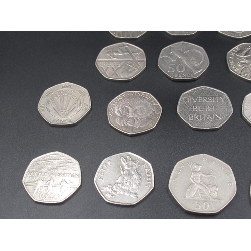 446 - Collection of 50p coins inc. Stephen Hawking, Beatrix Potter, Paddington Bear, Battle of Britain, et... 