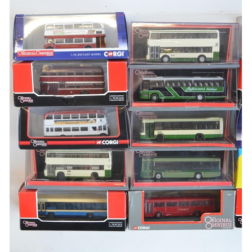 196 - Seventeen 1/76 scale OO gauge boxed limited edition diecast bus models from Corgi's 