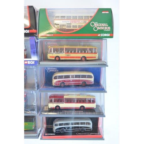 197 - Nineteen 1/76 scale OO gauge boxed diecast limited edition bus models from Corgi's 