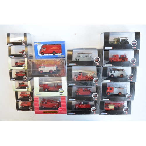 199 - Twenty boxed 1/76 scale OO gauge fire engine models, mostly Oxford Diecast (Fire and Commercials ran... 