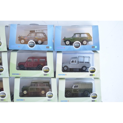 204 - Twenty five 1/76 scale OO gauge diecast land Rover and Range Rover vehicle models from Oxford Diecas... 