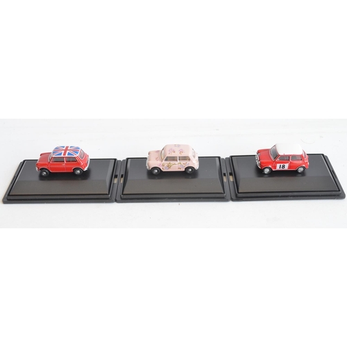 213 - Nine boxed 1/76 scale OO gauge diecast classic Morris Mini models from Oxford Diecast to 76SET20 3 p... 