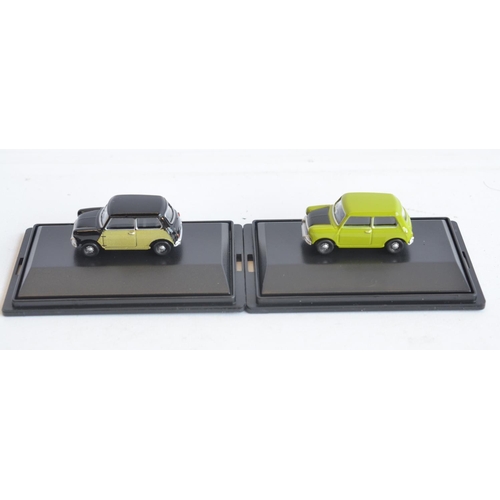 213 - Nine boxed 1/76 scale OO gauge diecast classic Morris Mini models from Oxford Diecast to 76SET20 3 p... 