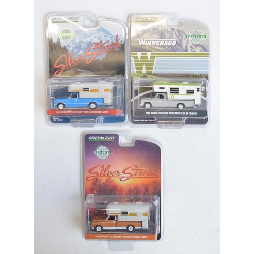 246 - Collection of 8 Greenlight American camping vans and caravans to include 5x factory sealed blister p... 