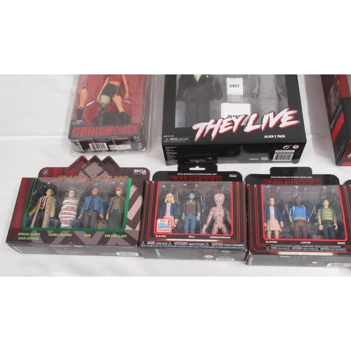 342 - Mixed collection of Horror related figures and action figures all boxed or cased, from NECA, 9POA, F... 