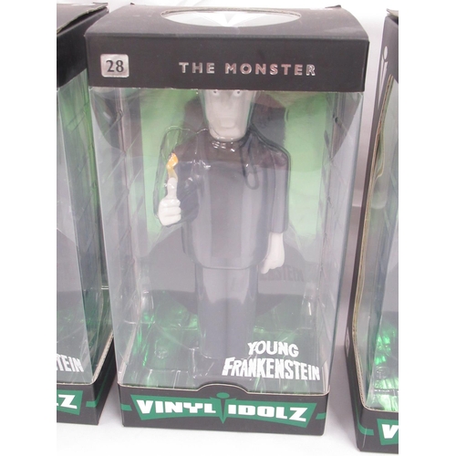 356 - Vinyl Idolz Nos. 27 Dr. Frankenstein, 28 The Monster, 29 Igor and 38 Willy Wonka, all boxes are in o... 