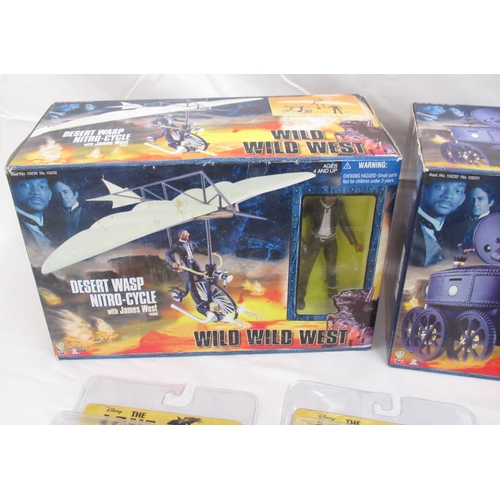 379 - Wild Wild West X-Toys Derailer Tank, Desert Wasp Nitro-Cycle and 7 figurines, one figurines case and... 