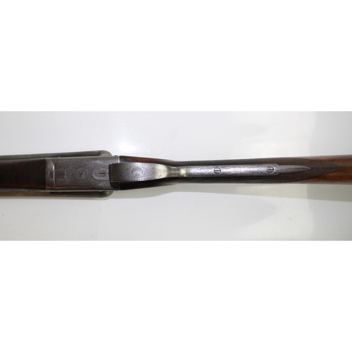 561 - W. Richards 12 bore double barrel Shotgun. (out of proof) 28ins barrel, 14ins length of pull. Serial... 