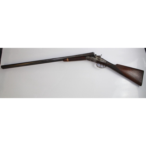 562 - 12 bore Marco S/S hammer Shotgun.(Break on forend) Barrel length 28ins  14ins Length of pull.  Shotg... 